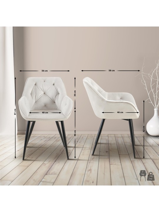 Set van 2 eetkamerstoelen Cassis, lichtgrijs