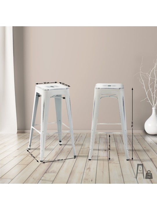 Barkruk Joshua, antiek wit