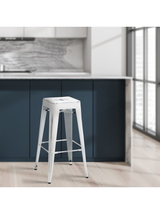 Barkruk Joshua, antiek wit