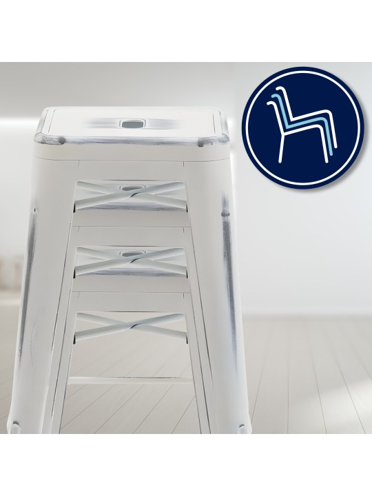 Set van 2 barkrukken Joshua, antiek wit