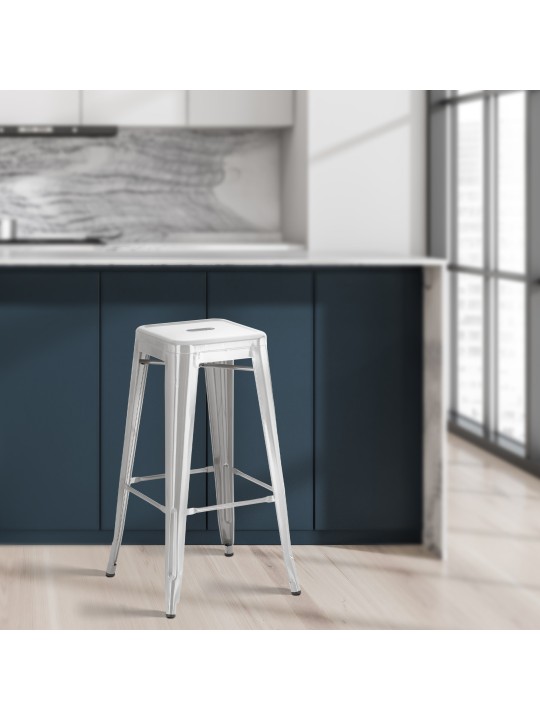 Set van 2 barkrukken Joshua, zilver Set van 2 barkrukken Joshua, zilver