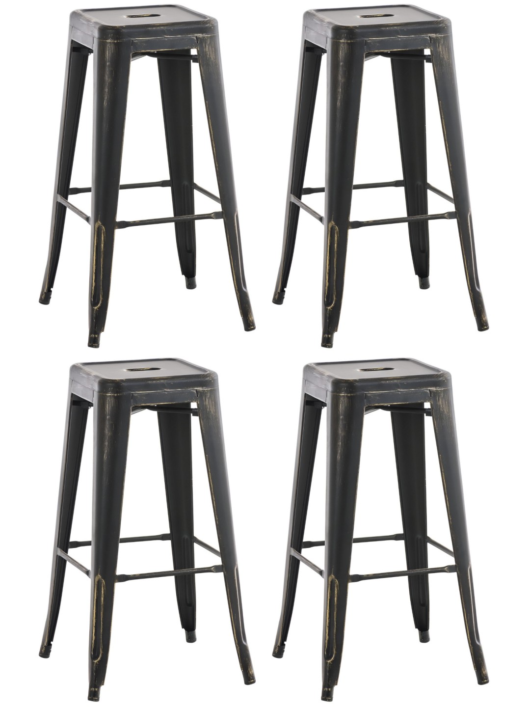 Set van 4 Joshua barkrukken antiek, zwart-goud