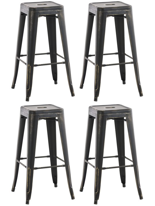 Set van 4 Joshua barkrukken antiek, zwart-goud