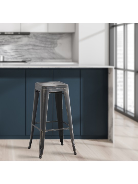 Set van 4 Joshua barkrukken antiek, zwart-goud