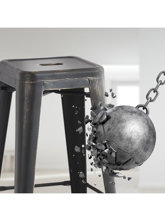 Set van 4 Joshua barkrukken antiek, zwart-goud