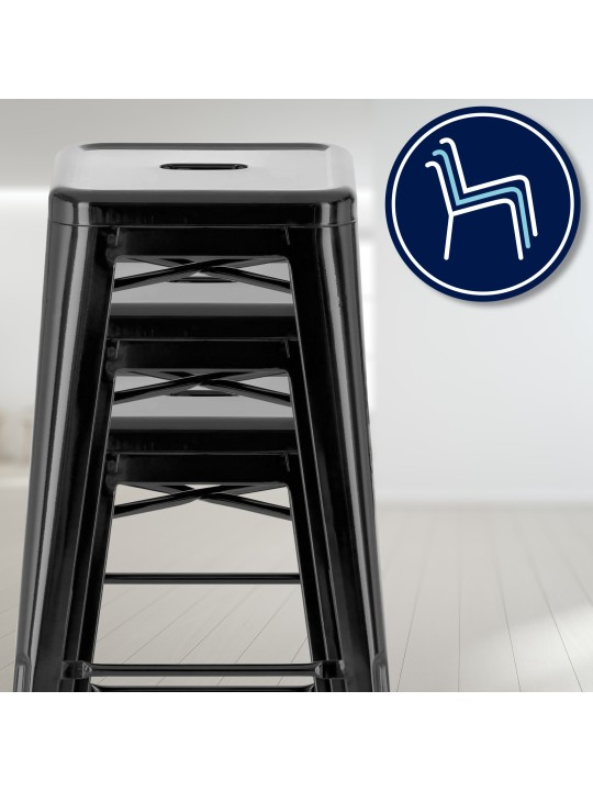 Set van 4 barkrukken Joshua, zwart Set van 4 barkrukken Joshua, zwart