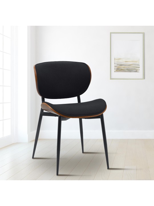 Bezoekersstoel Enid stof, walnoot/zwart