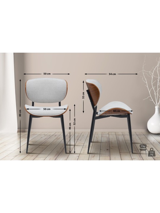 Bezoekersstoel Enid stof, walnoot/crème