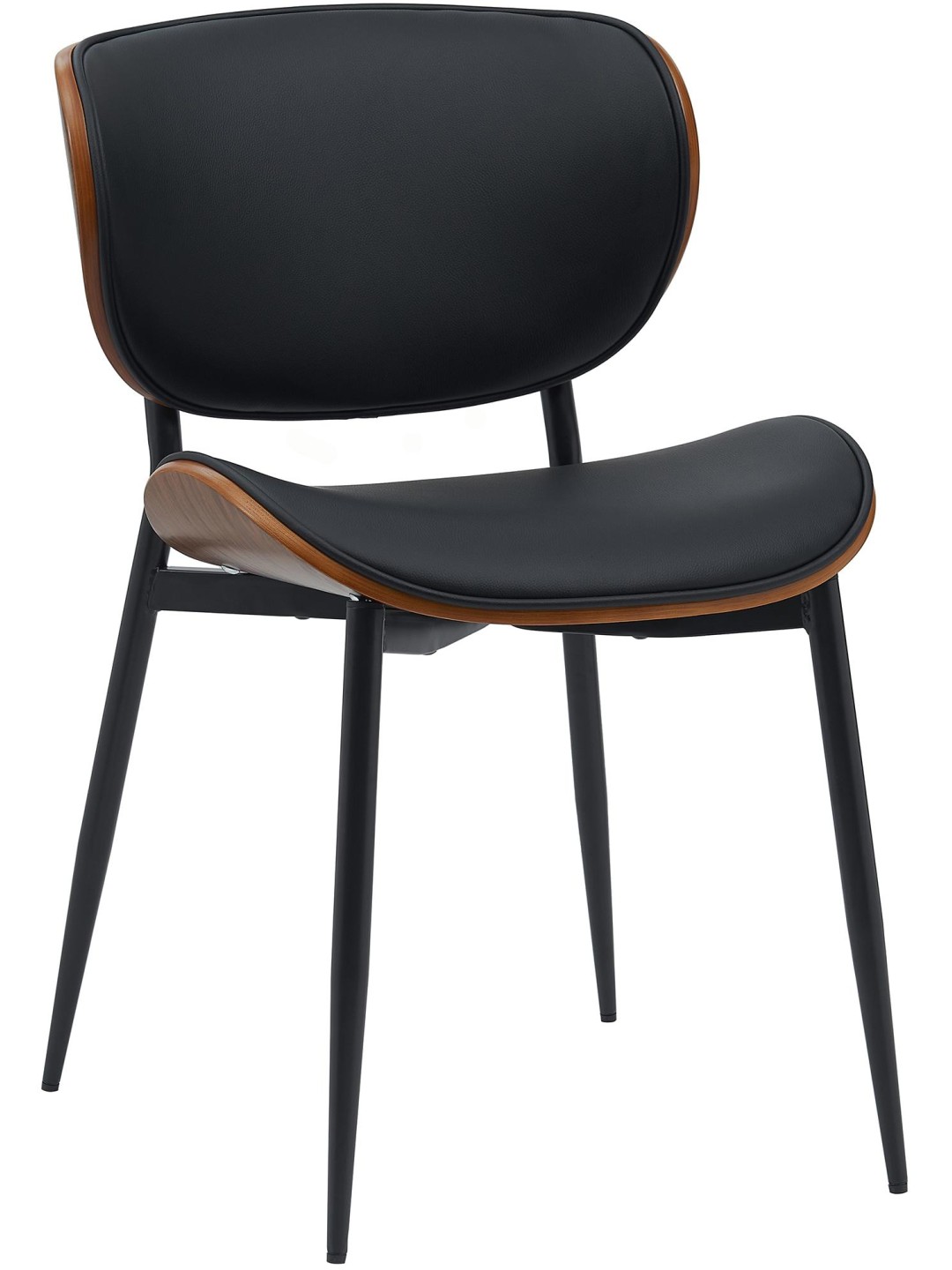 Bezoekersstoel Enid kunstleer, walnoot/zwart