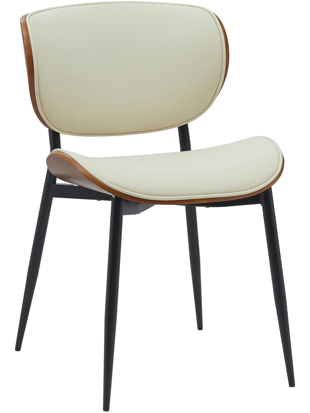 Bezoekersstoel Enid kunstleer, walnoot/crème