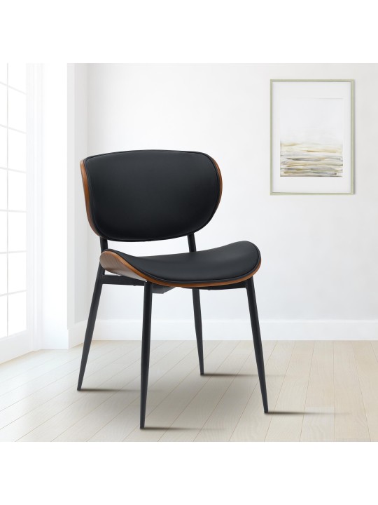 Bezoekersstoel Enid kunstleer, walnoot/zwart