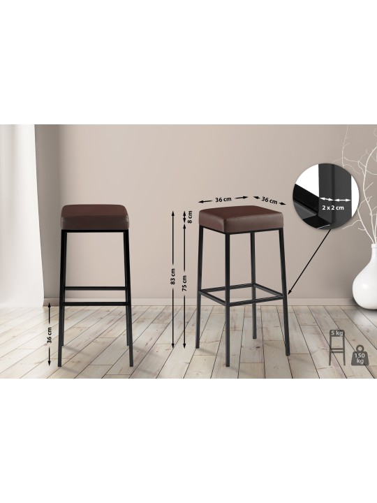 Set van 2 barkrukken Montreal 85 kunstleer, bruin