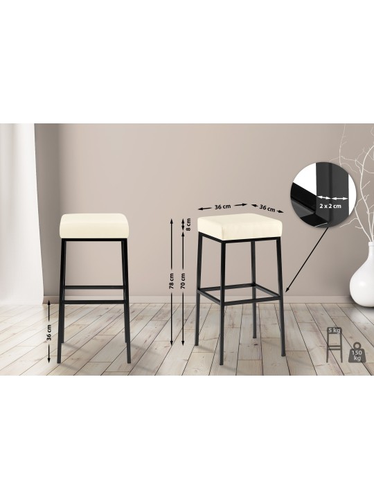 Set van 2 barkrukken Montreal 80 kunstleer, crème