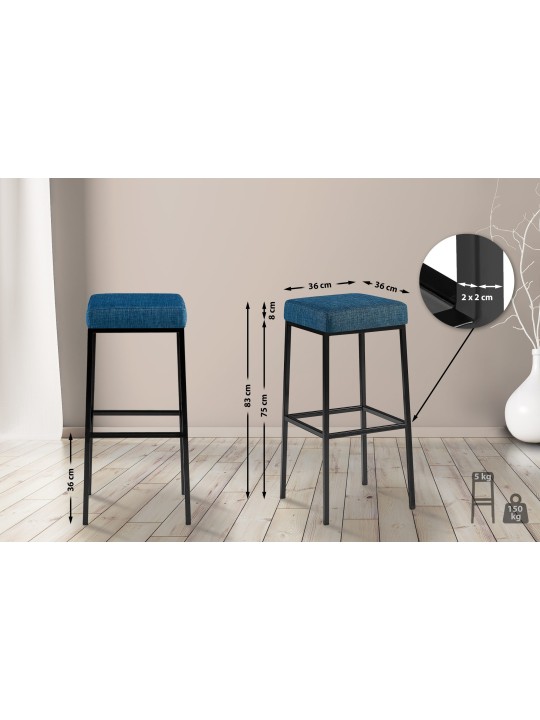 Set van 2 barkrukken Montreal 80 stof, blauw