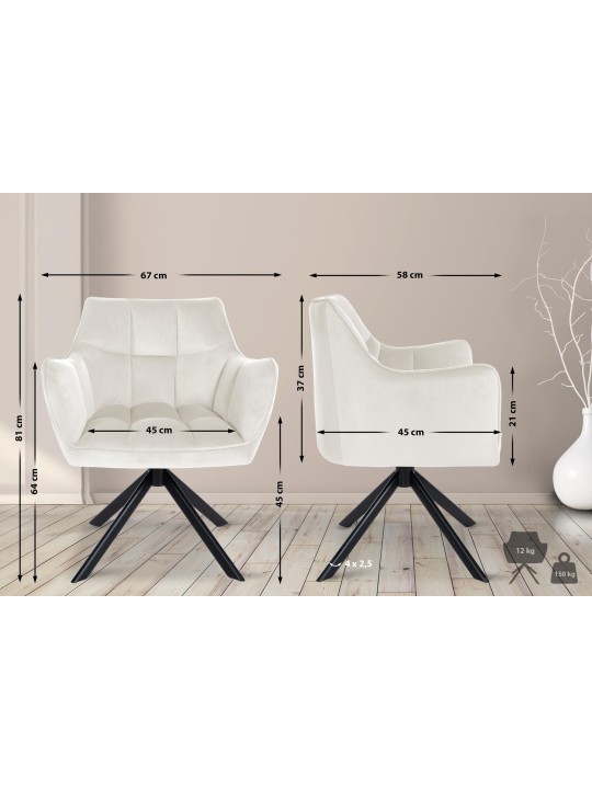 Schommel fluwelen eetkamerstoel, crème Schommel fluwelen eetkamerstoel, crème