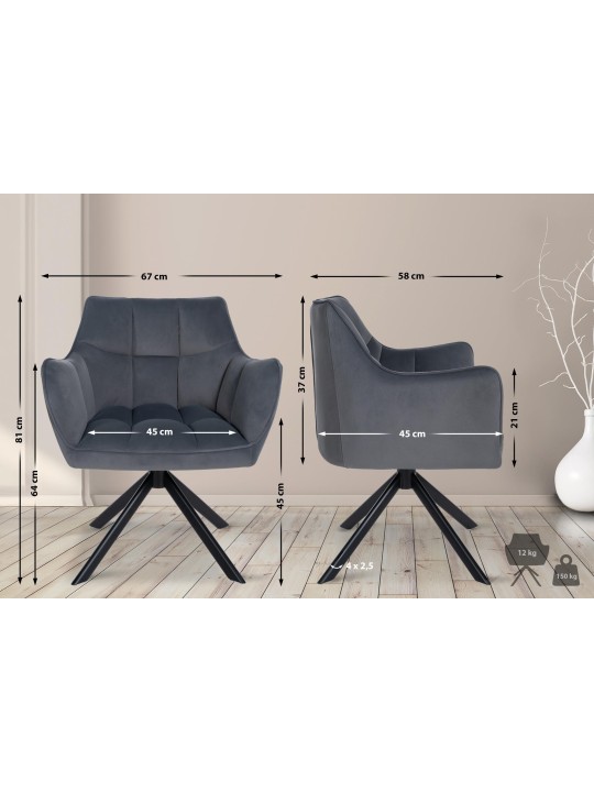 Schommel fluwelen eetkamerstoel, donkergrijs Schommel fluwelen eetkamerstoel, donkergrijs