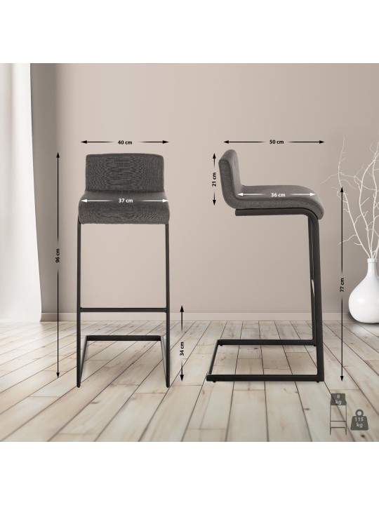 Barkruk Newport stof B, donkergrijs