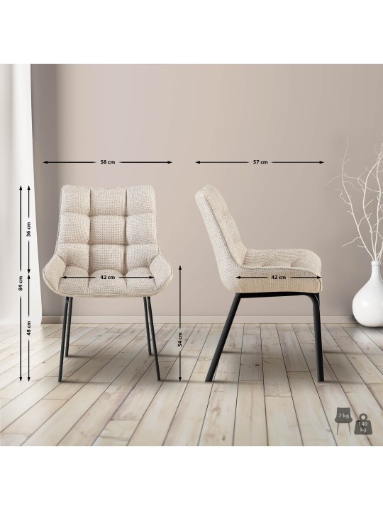 Stoel Saranda stof, ivoor