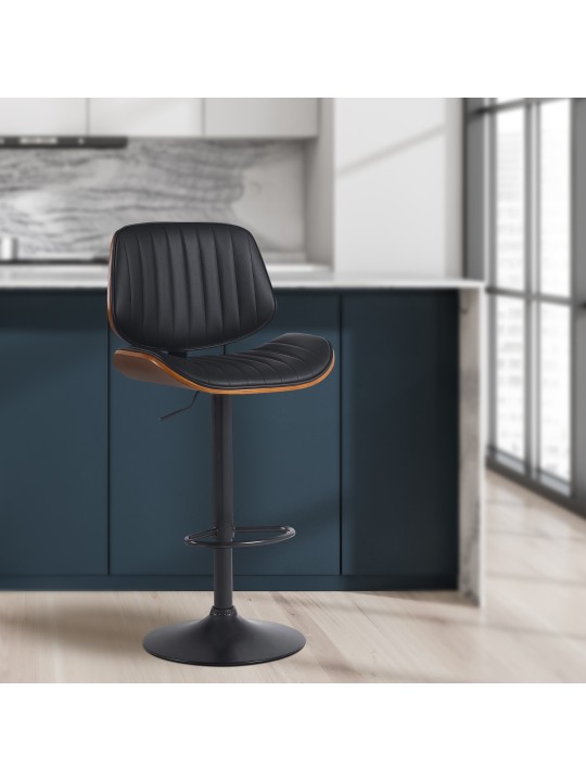 Barkruk Clawson kunstleer, walnoot/zwart