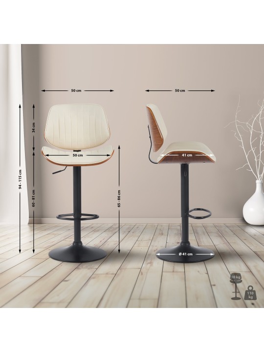 Barkruk Clawson kunstleer, walnoot/crème