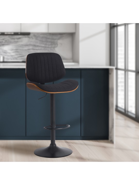 Barkruk Clawson stof, walnoot/zwart