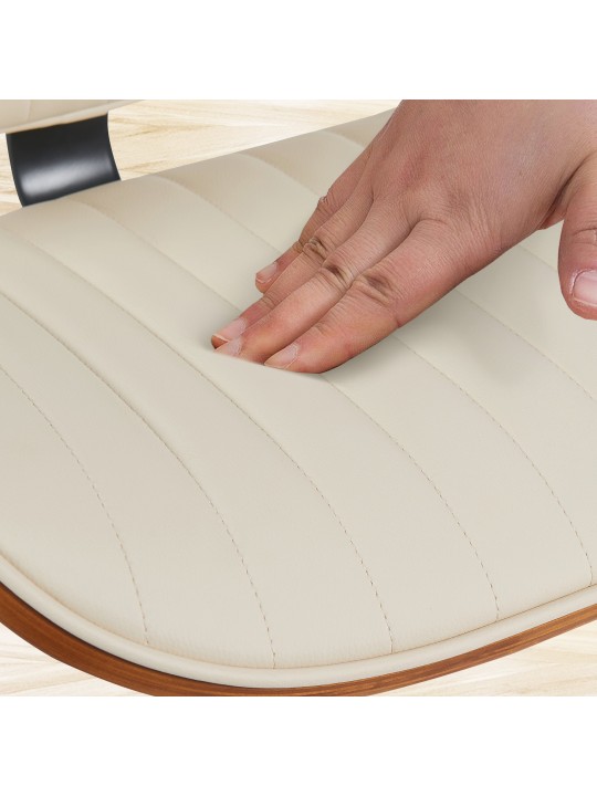 Barkruk Clawson kunstleer chroom, walnoot/crème