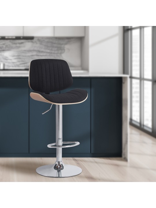 Barkruk Clawson stof chroom, naturel/zwart