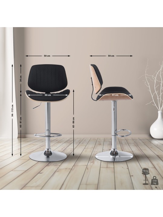 Barkruk Clawson stof chroom, naturel/zwart