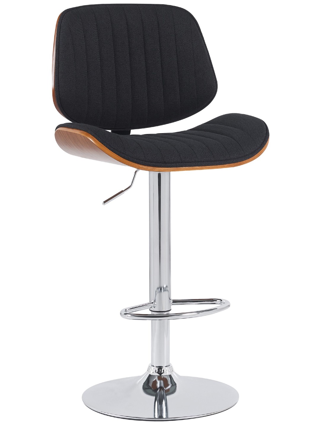 Barkruk Clawson stof chroom, walnoot/zwart