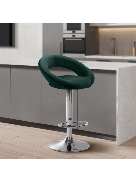 Barkruk Olinda fluweel chroom, groen