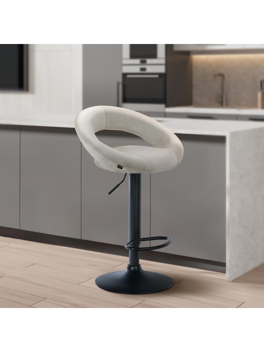 Barkruk Olinda fluweel, crème