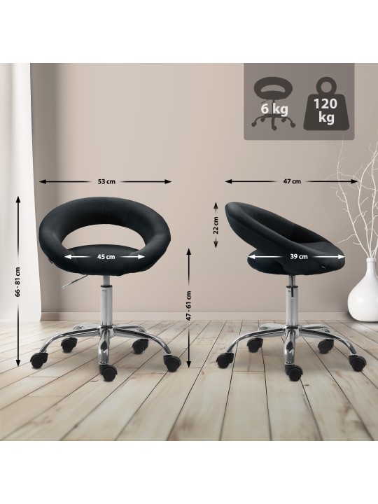 Werkkruk Olinda fluweel, zwart