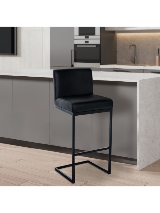 Barkruk Hopewell kunstleer B, zwart