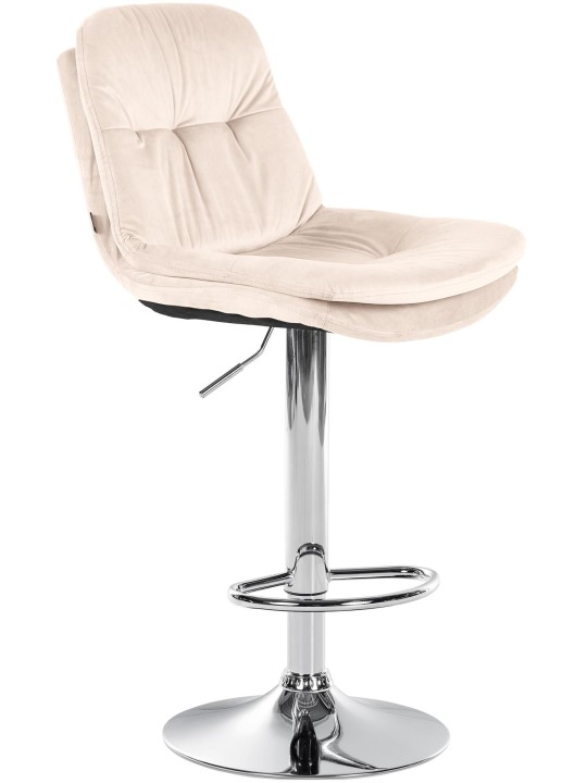 Barkruk Laurel fluweel chroom, crème