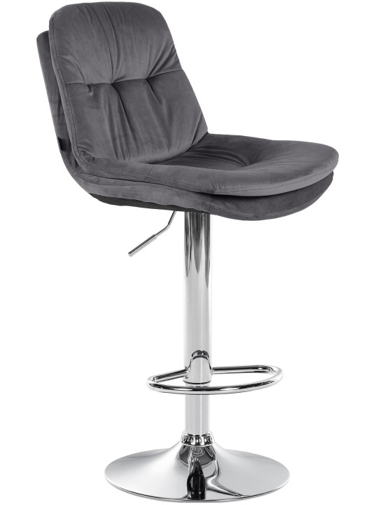 Barkruk Laurier Fluweel Chroom, donkergrijs