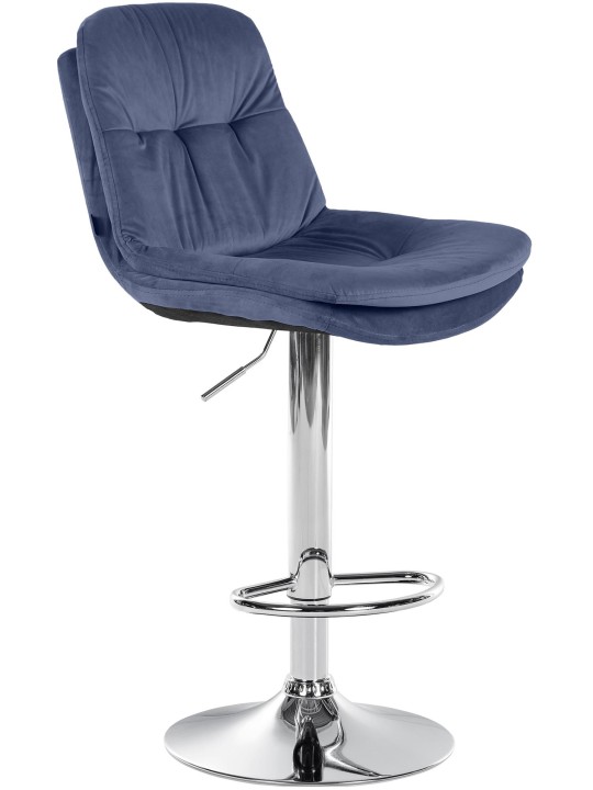 Barkruk Laurier Fluweel Chroom, blauw