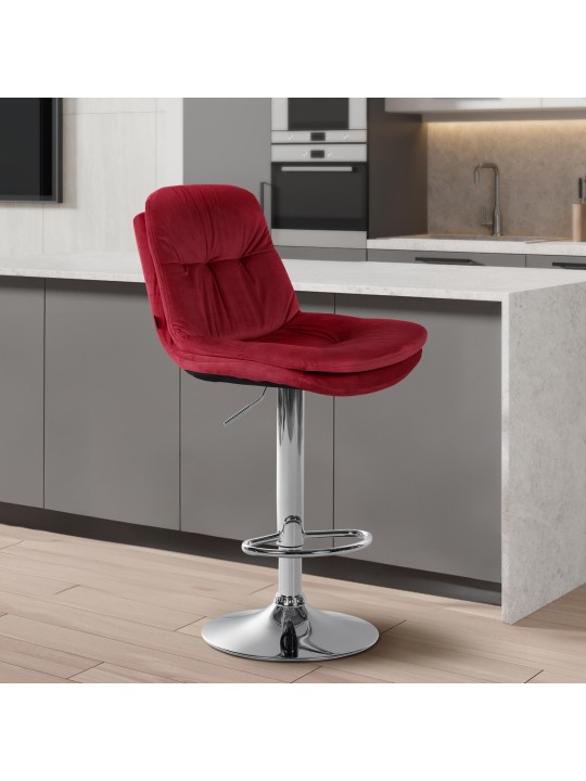 Barkruk Laurier Fluweel Chroom, rood