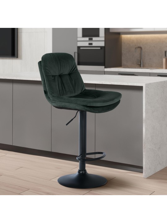 Barkruk Laurel fluweel, donkergroen