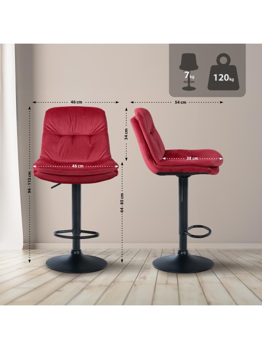 Barkruk Laurel fluweel, rood