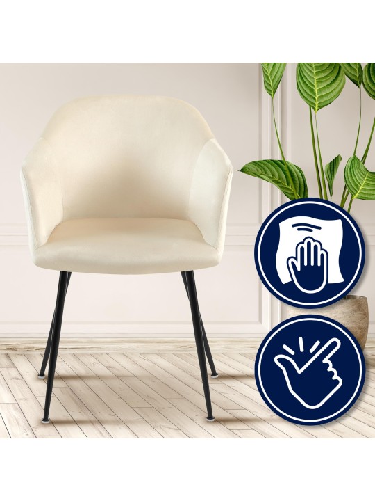 Jaysie fluwelen eetkamerstoel, crème Jaysie fluwelen eetkamerstoel, crème