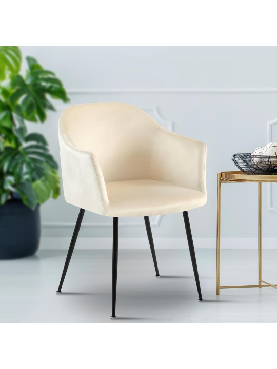 Jaysie fluwelen eetkamerstoel, crème Jaysie fluwelen eetkamerstoel, crème