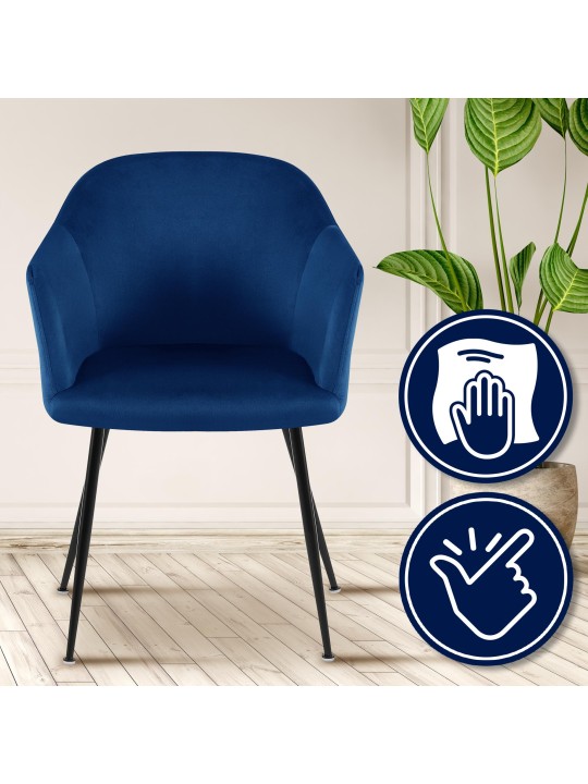 Jaysie fluwelen eetkamerstoel, donkerblauw