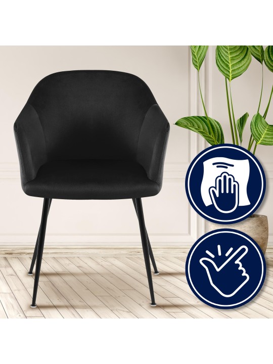 Jaysie fluwelen eetkamerstoel, zwart