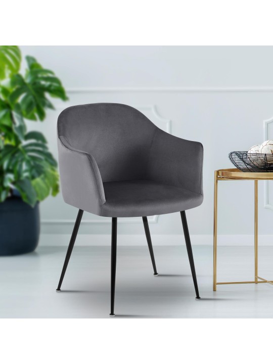 Jaysie fluwelen eetkamerstoel, donkergrijs
