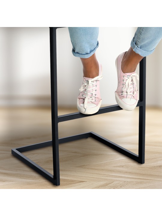 Barkruk Hopewell fluweel B, zwart