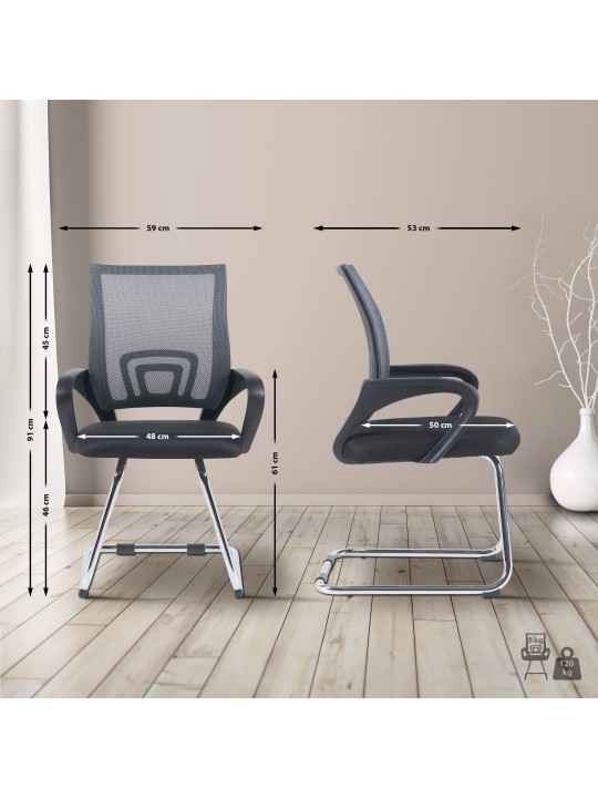 Set van 2 bezoekersstoelen Eureka, grijs