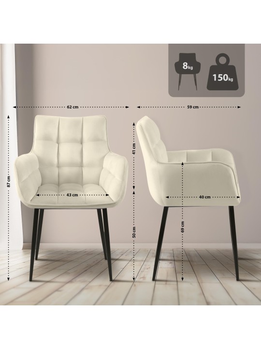 Stoel Tirana fluweel, crème Stoel Tirana fluweel, crème