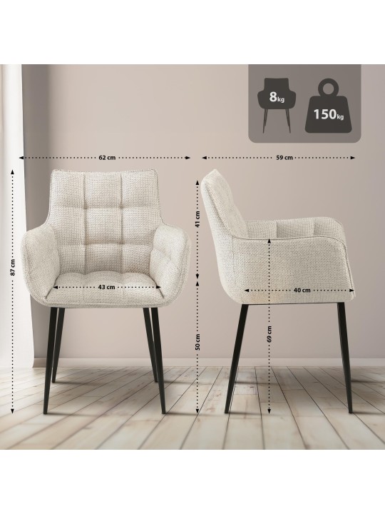 Stoel Tirana stof, ivoor