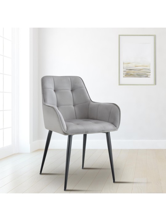 Ferndale fluwelen eetkamerstoel, lichtgrijs Ferndale fluwelen eetkamerstoel, lichtgrijs