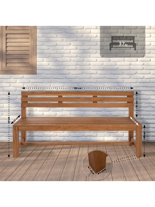 Teakhouten bank Augusta 180 cm, teak